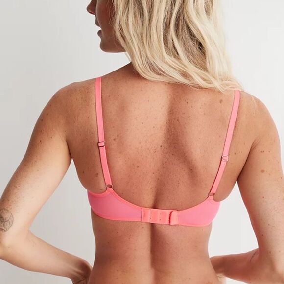 NWT Aerie 38D Smoothez Mesh Unlined Sheer Sexy Balconette Bright Pink Bra - Picture 9 of 10